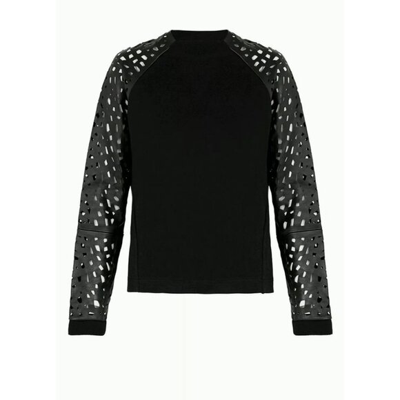 Sass & Bide Perforated Leather Sleeves Top Black Size XXS - Picture 1 of 8